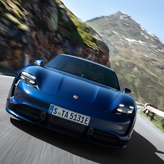 Porsche Taycan Turbo on the road