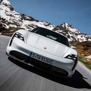 Porsche Taycan Turbo on the road