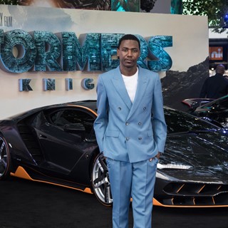 Jerrod Carmichael and the Lamborghini Centenario at the premiere of Transformers, The Last Knight