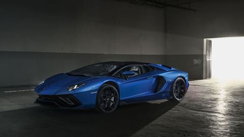 Lamborghini super sports cars in winter drive